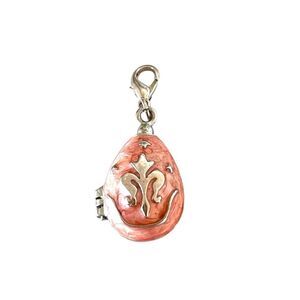 Silver Enameled La Fleur Egg Locket Pendant Charm